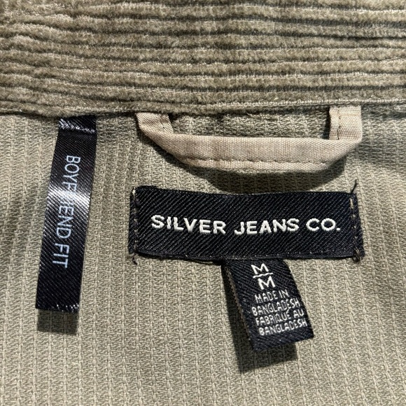 SILVER JEANS Sz M Shirt Boyfriend Fit Corduroy Seam Pockets Unlined Buttons NWOT - Picture 10 of 13